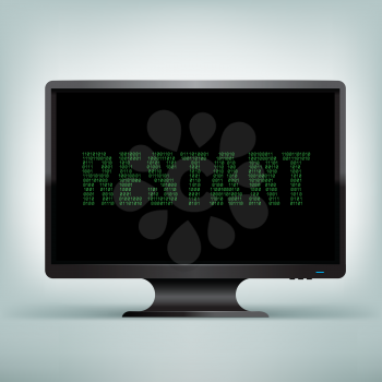 The programming restart code on black computer monitor with black screen background
