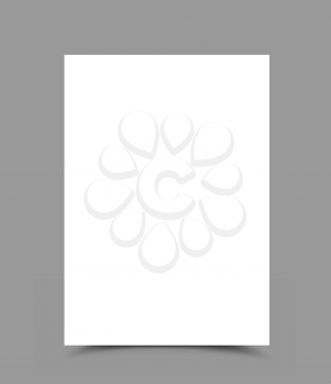 A4 white vertical paper for text, note, message, drawing with the shadow bottom on gray background. Advertising document template