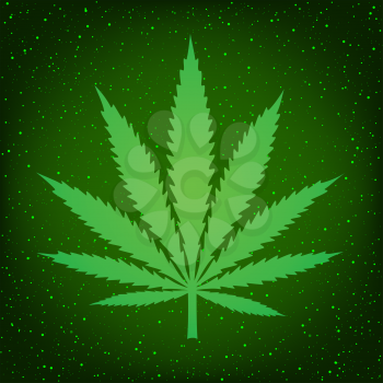 Cannabis marijuana hemp sign symbol on green background. Smoke hashish narcotic logo