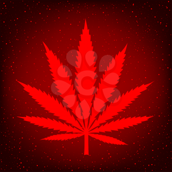 Cannabis marijuana hemp sign symbol on red background. Smoke hashish narcotic logo