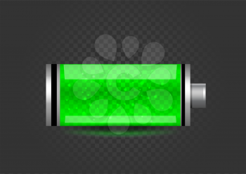Fully charged battery icon on dark background