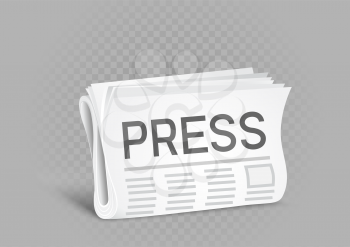 Press newspaper on gray transparent background. News icon