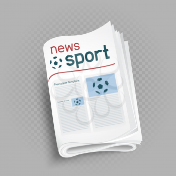 Sport newspaper press icon on gray transparent background. Sports news
