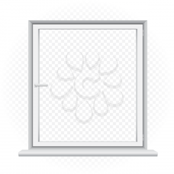 White closed window template on transparent background. Home outdoor exterior element. Architecture build object