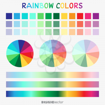 Thirty six rainbow color vector gradient template for design