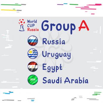 Soccer World Cup Russia country flag. Football championship tournament Group A