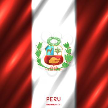 Peru national flag background. Country Peruvian standard banner backdrop. Easy to edit wave light shadow