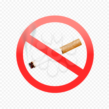 No smoking symbol. Stop smoke sticker. Cigarette forbid sign on transparent background