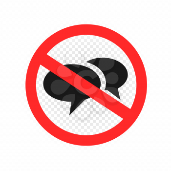 Do not talk sign icon on white transparent background. No communication symbol. Forbidden speak pictogram