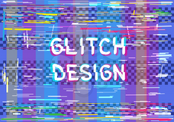Glitch blue color transparent anaglyph background. Computer or television crime hacker attack illustration backdrop template