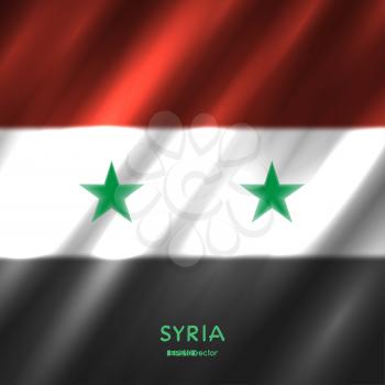 National Syria flag background. Syrian country standard banner with text backdrop. Easy to edit wave light shadow