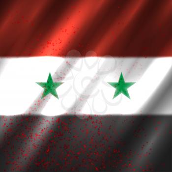 Syria flag in blood background. National syrian banner symbol backdrop