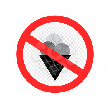 Do not eat ice cream sign icon on white transparent background. Forbidden food dessert symbol