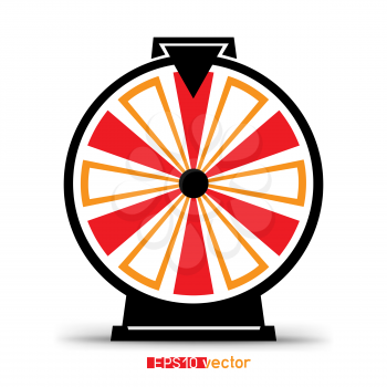 Fortune wheel lottery silhouette icon. Gamble jackpot prize spin object with shadow