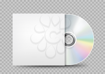 The CD-DVD compact disc and white empty paper case template with shadow on transparent background