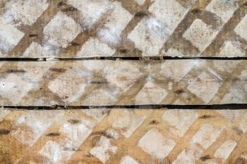 Grid trace on old boards. Rough wooden background