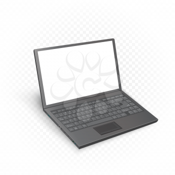 Black laptop mockup template with shadow and white blank screen. Computer technology equipment