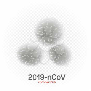 2019-nCoV coronavirus illustration on white transparent background. Virus microbe infection organism under the microscope