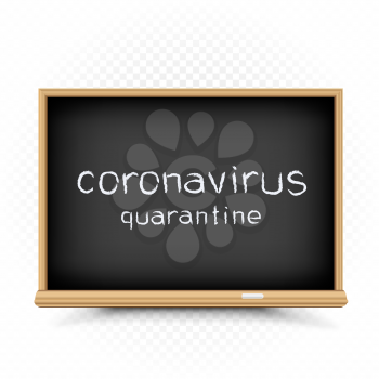 Coronavirus quarantine isolation period drawn text on chalkboard. School epidemic infection warning message