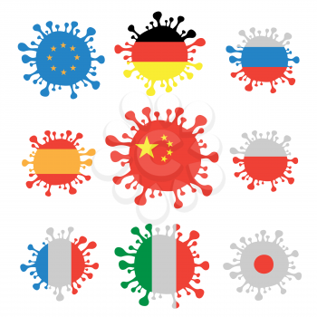 Coronavirus covid-19 flag country icon on white transparent background. Virus pullulation template