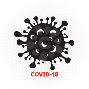 Covid-19 coronavirus symbol icon on white transparent background. 2019-nCoV virus microbe infection organism