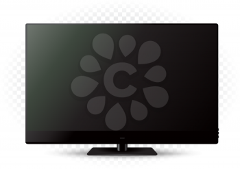 Black modern tv template on white transparent background. LED television technology object