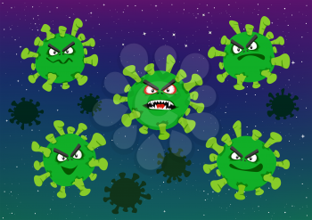 Coronavirus emotion illustration set illustration. Covid-19 infection spread. Danger virus attacks world