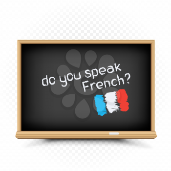 Do you speak text message draw on chalkboard on white background. French language education lessons illustration
