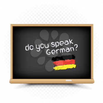 Do you speak text message draw on chalkboard on white background. German language education lessons illustration