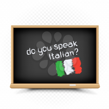 Do you speak text message draw on chalkboard on white background. Italian language education lessons illustration