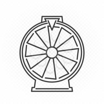 Fortune wheel outline sign symbol on white transparent background