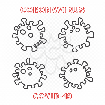 Coronavirus covid-19 outline design symbol set on white transparent background