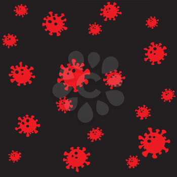 Coronavirus covid-19 dark seamless texture on black background. Virus pattern