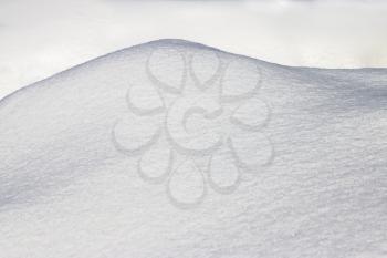 Winter hill snow cover. Fresh snowdrift template. Snowy covered landscape. Snowflake and ice mound