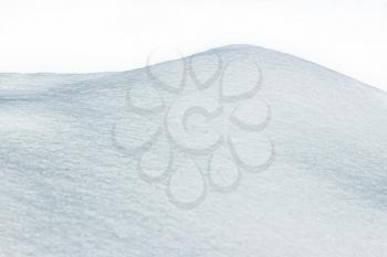 Winter snow hill on isolated white background. Fresh snowdrift template. Snowy covered landscape. Snowflake and ice mound