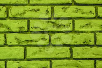 Olive color brick wall background. Green brickwall backdrop