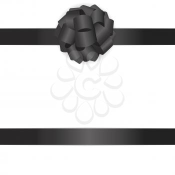Gift Card with Black Bow and Ribbon Vector Illustration EPS10