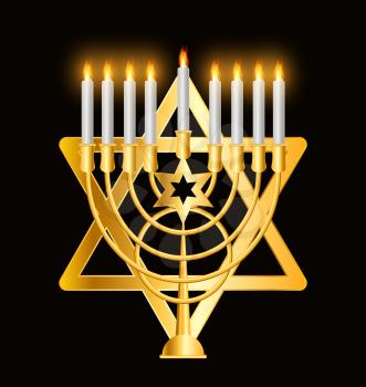 Happy Hanukkah, Jewish Background. Vector Illustration. Hanukkah is the name of the Jewish holiday.