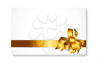 Gift Card with Gold Bow and Ribbon Vector Illustration EPS10