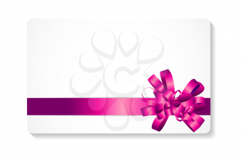 Gift Card with Pink Bow and Ribbon Vector Illustration EPS10