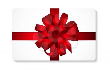 Gift Card with Red Bow and Ribbon Vector Illustration EPS10