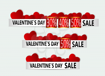 Happy Valentines Day Sale Banner Vector Illustration
