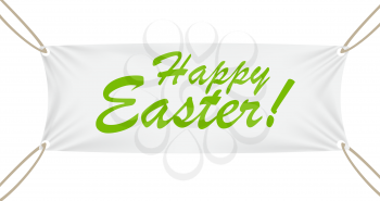 Textile Banner with Happy Easter Text. Vector Illustration. EPS10