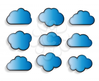 Set of Flat Cloud Shaped Frames with Long Shadows Vector Illustration EPS10