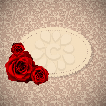 Beautiful Floral Cards with  Realistic Rose Flowers Vector Illustration EPS10