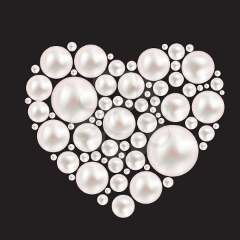 Pearl Heart on Dark Background. Vector Illustration EPS10