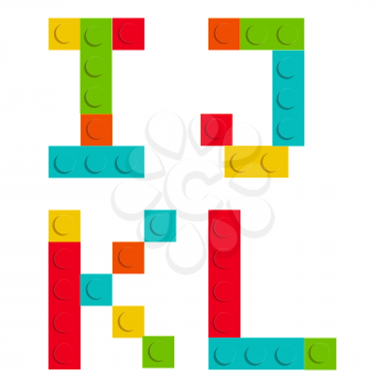  Alphabet set made of toy construction brick blocks isolated isolated on white