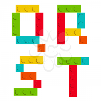  Alphabet set made of toy construction brick blocks isolated isolated on white