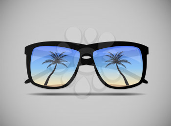 Sunglasses with a Palm Tree Vector Illustration EPS10