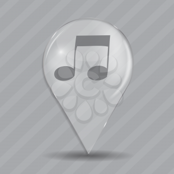 Music Glossy Icon. Isolated on Gray. Vector Illustration. EPS10
